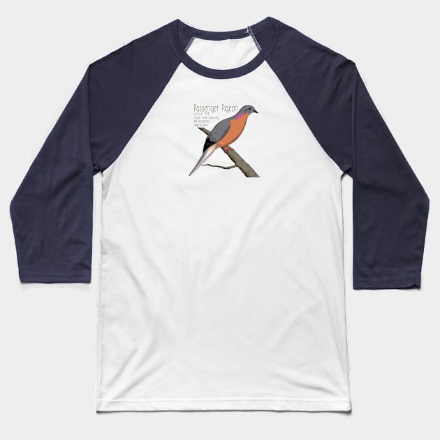 Extinct Species: Passenger Pigeon Baseball T-Shirt by Feathered Focus